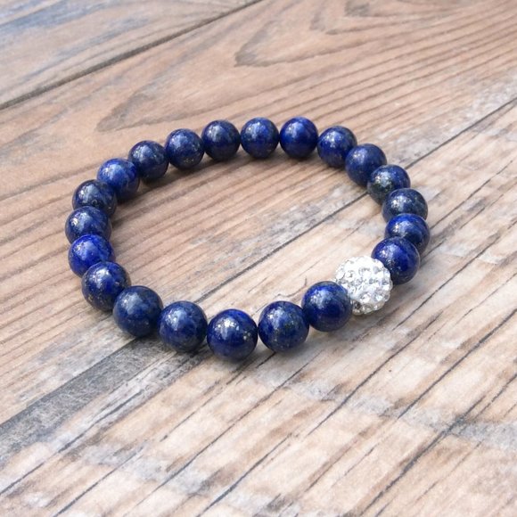 Lapis bracelet, throat chakra, crystal healing bracelet, September birthstone - Picture 4 of 9